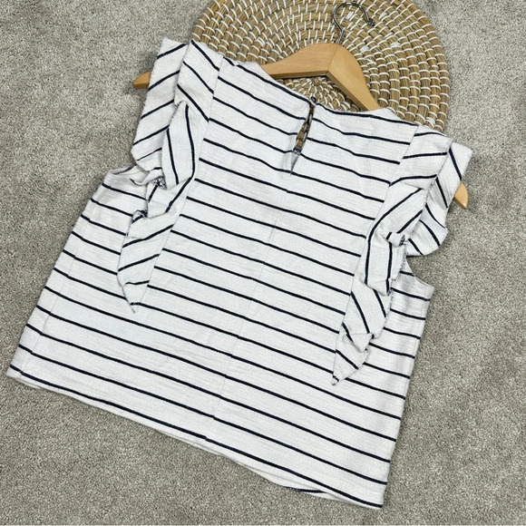 Anthropologie Postmark Flutterwork Top Sleeveless Navy White Striped Size XS - Picture 5 of 11